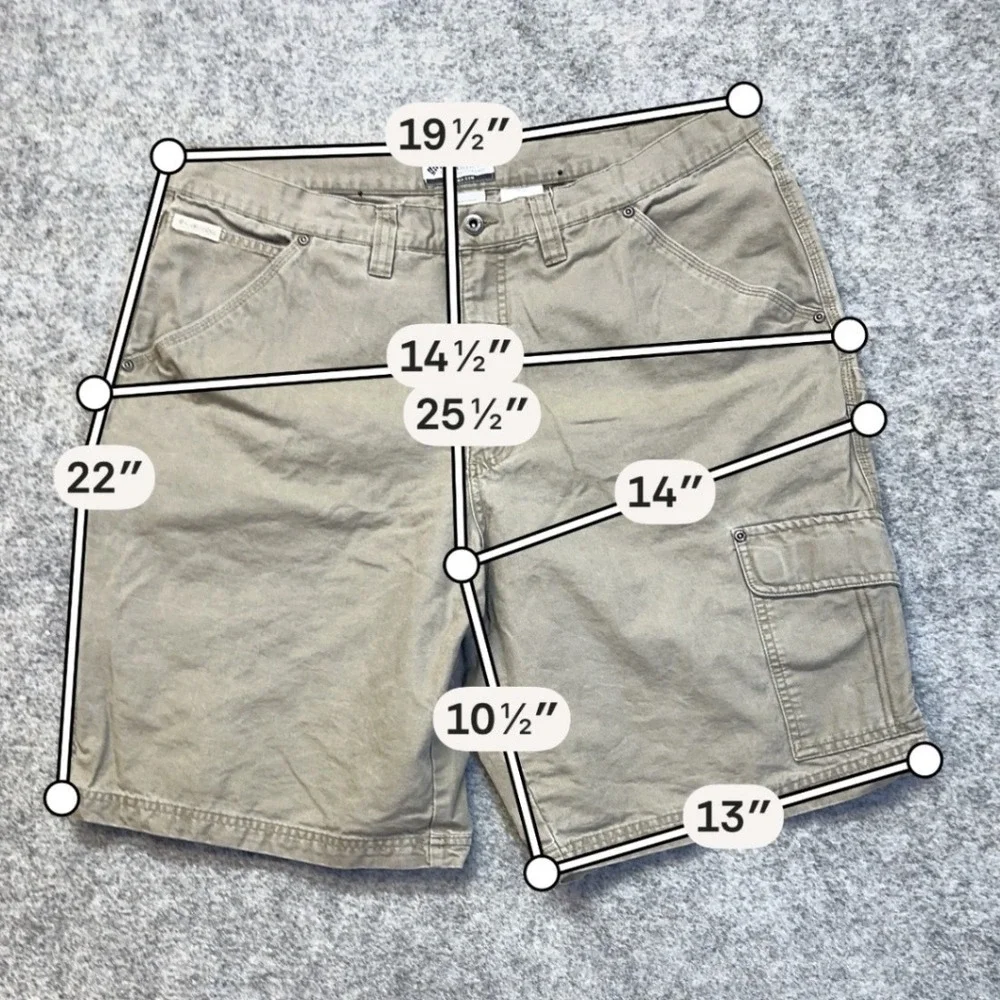 Columbia Carpenter Shorts Mens 38 Khaki Canvas Utility Heavy Duty 00132